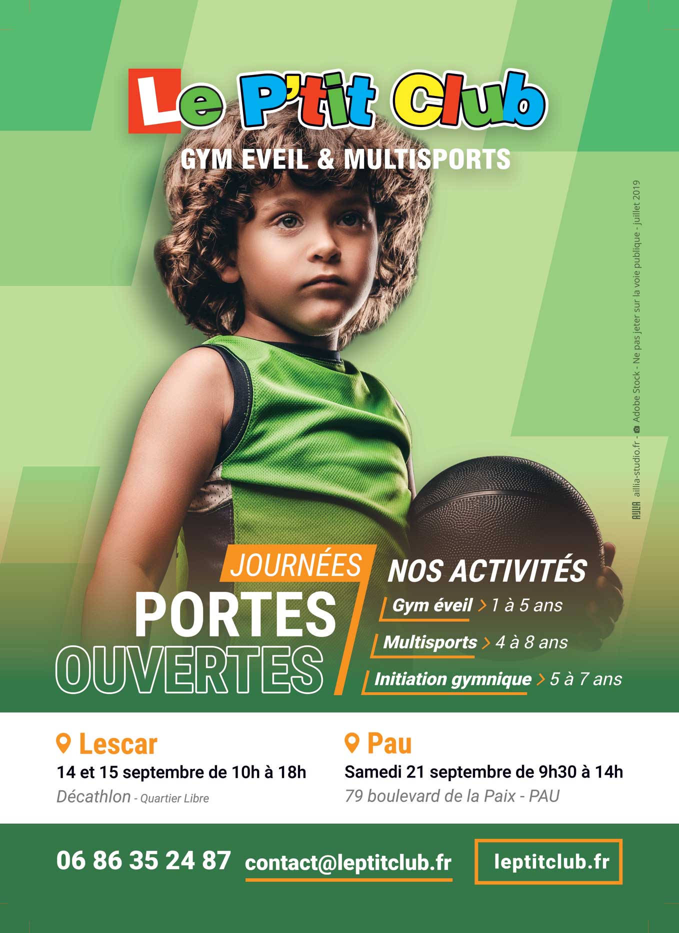 Affiche rentrée septembre 2019 Le P'tit Club Pau Lescar