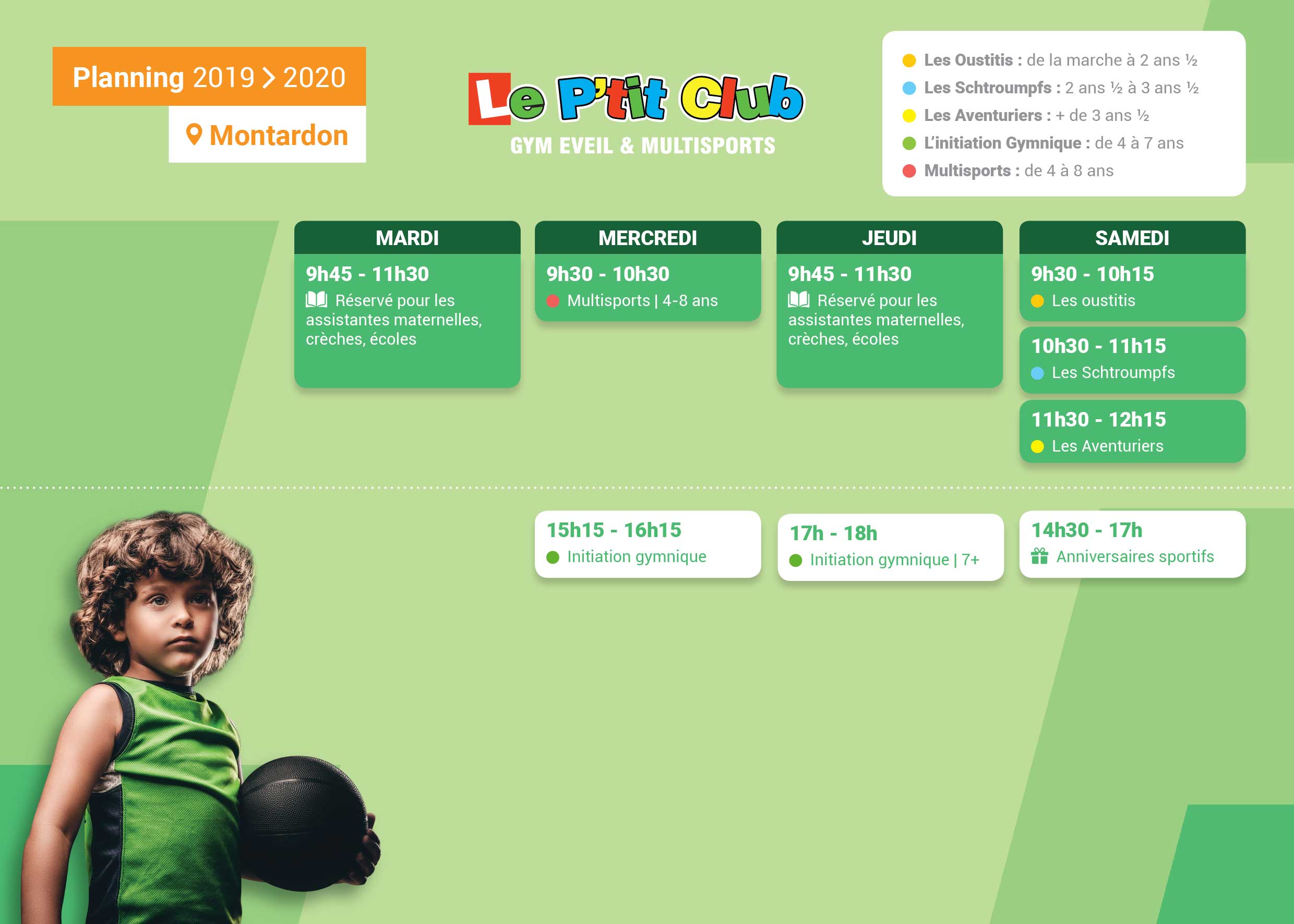 Planning Le P'tit Club Montardon 2019-2020