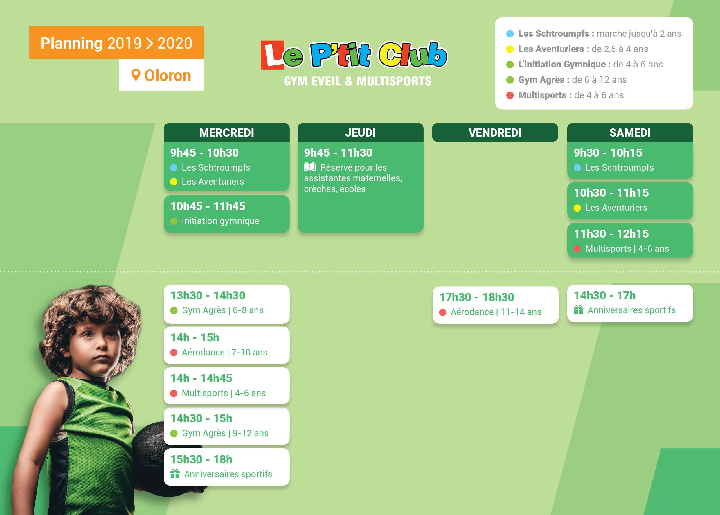 Planning Le P'tit Club Oloron 2019-2020