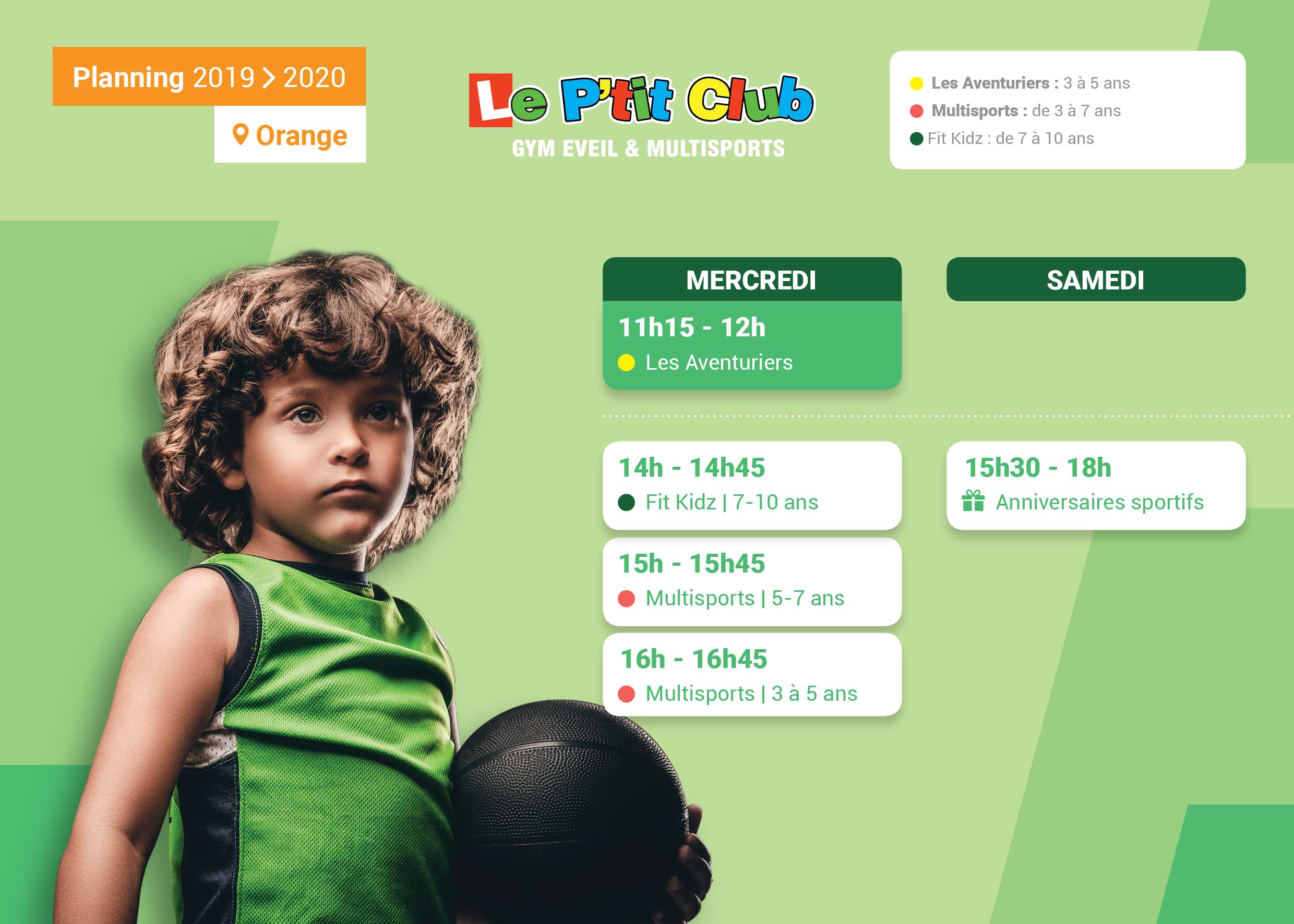Planning Le P'tit Club Orange 2019-2020