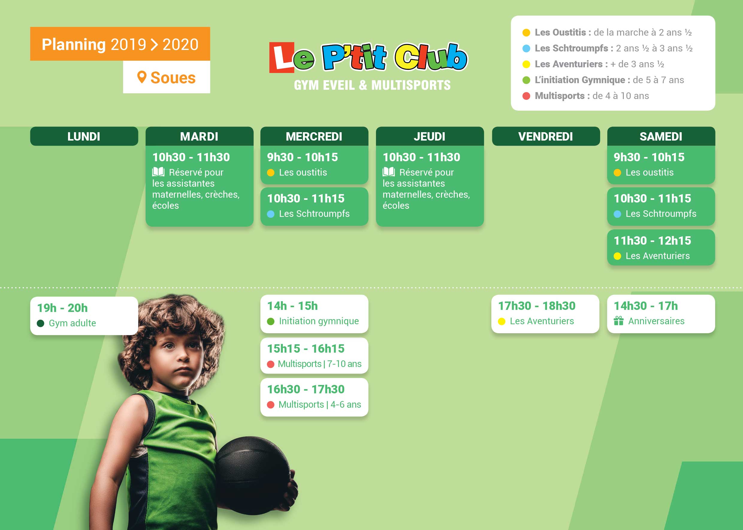Planning Le P'tit Club Tarbes Sport65 2019-2020