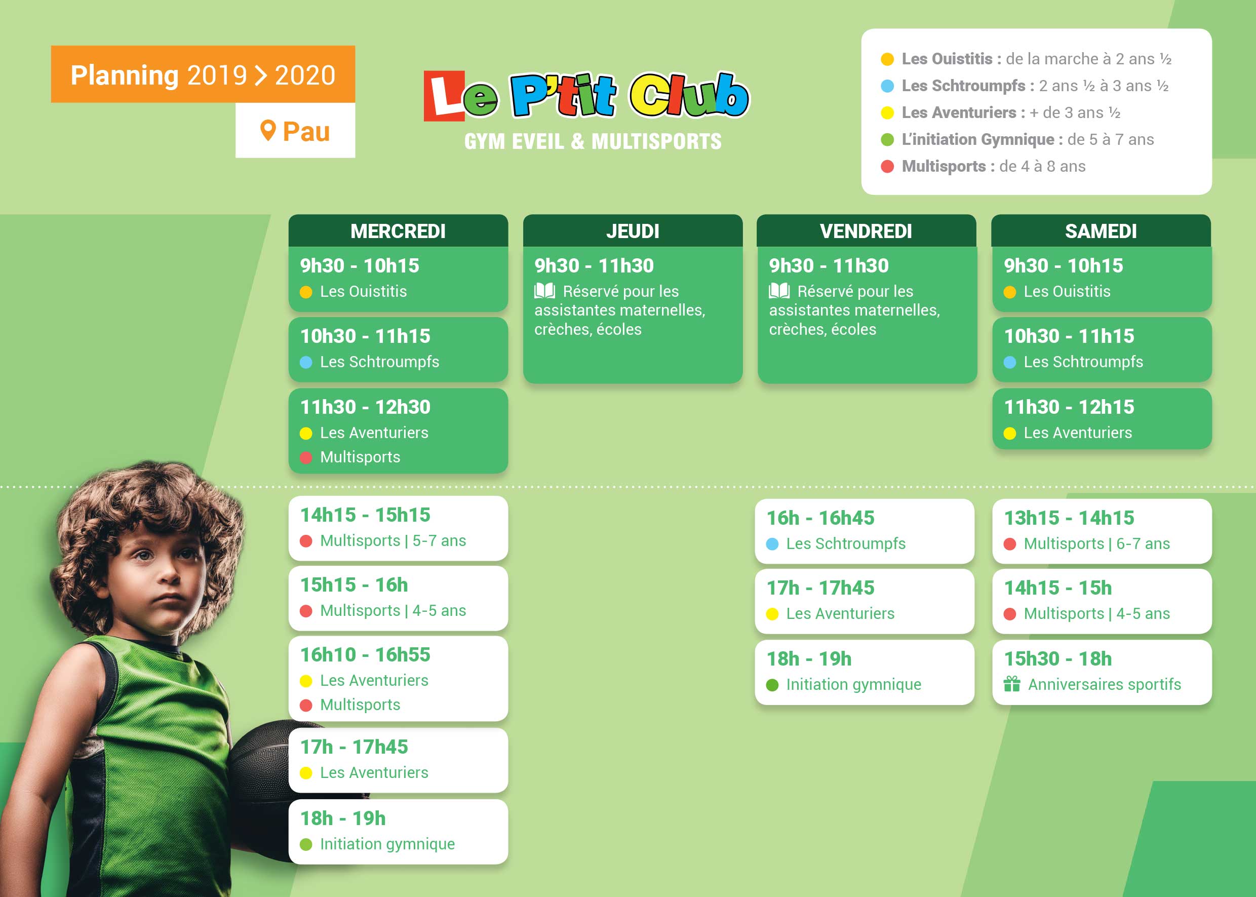 Planning Le P'tit Club Pau 2019-2020