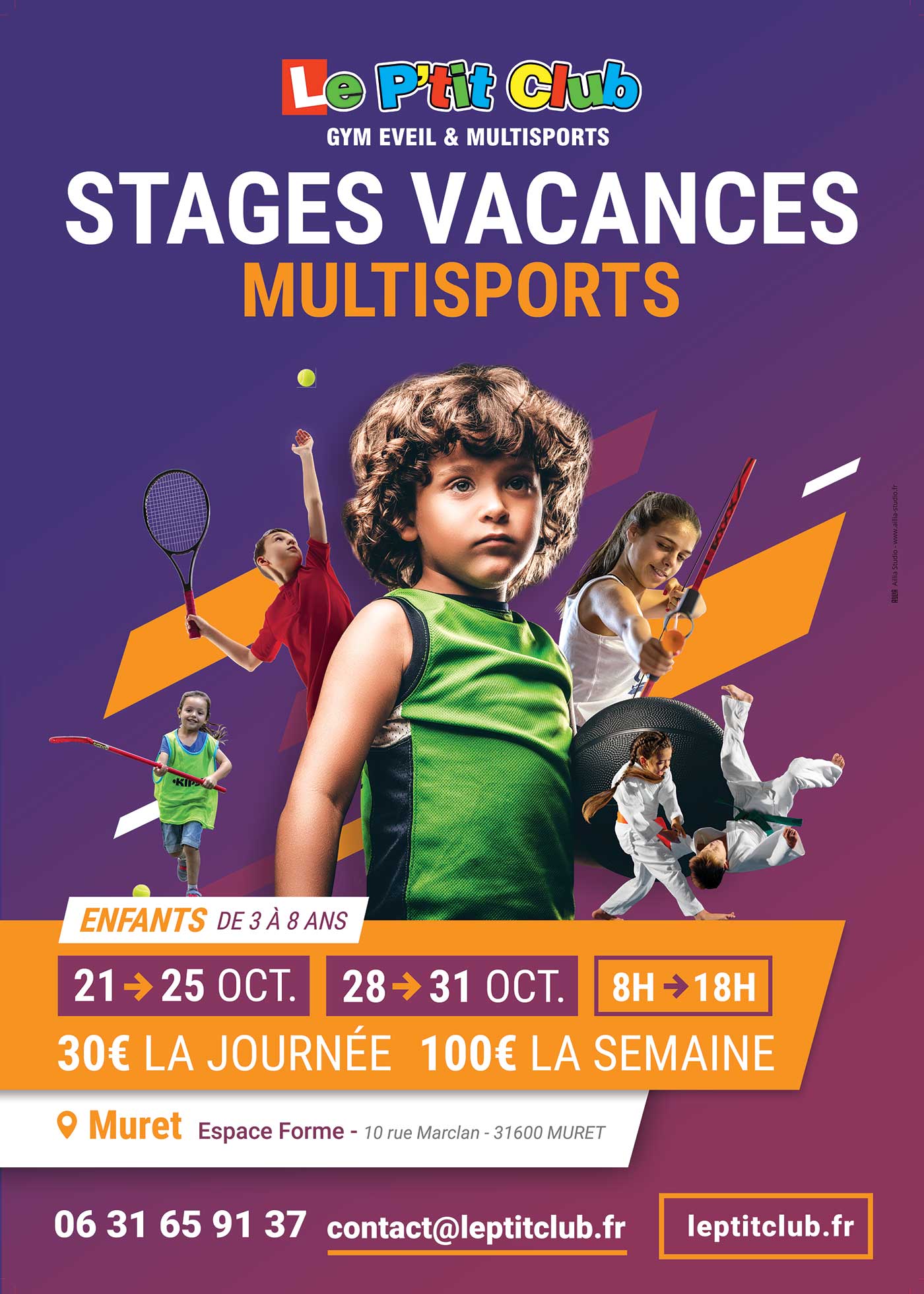 Affiche stages vacances octobre 2019 Le P'tit Club Muret